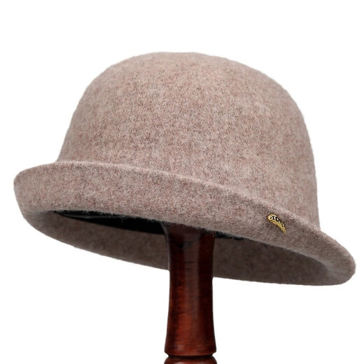 Woodpecker (TUCANO) woolen hat for women in autumn and winter, mother's versatile solid color curled edge small fisherman hat, fashionable and warm woolen hat, mocha color M (56-58cm)