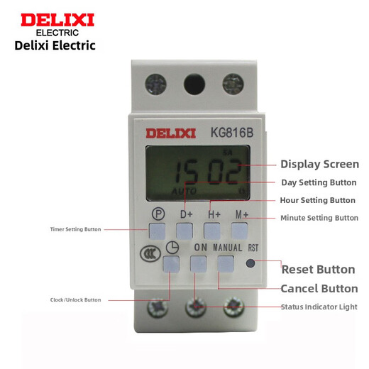 Delixi time control switch Kg816B 220V microcomputer time controller street light timing rail type KG816B_AC220V