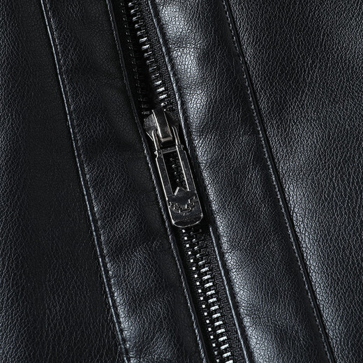 Dibinze large size winter men's velvet thickened lapel leather jacket middle-aged and elderly cold-proof and warm leather jacket black L