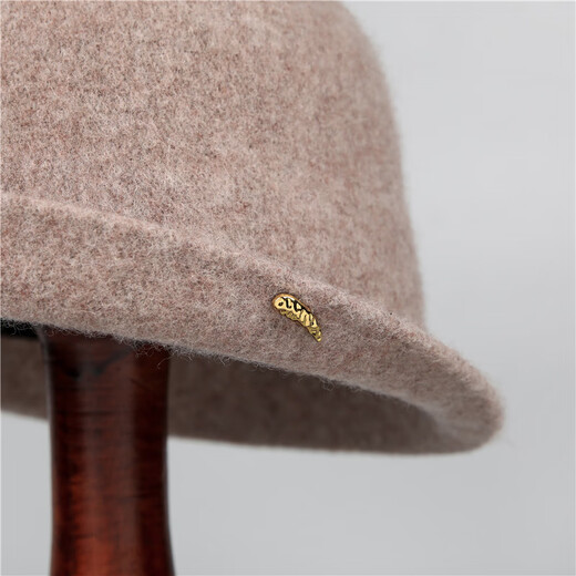 Woodpecker (TUCANO) woolen hat for women in autumn and winter, mother's versatile solid color curled edge small fisherman hat, fashionable and warm woolen hat, mocha color M (56-58cm)