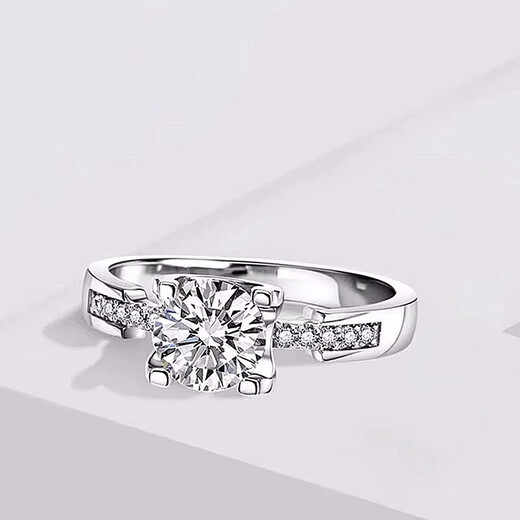 I Do platinum PT950 diamond ring 1 carat micro-paved bull head cultured diamond proposal engagement diamond ring gift for girlfriend micro-paved bull head 50-point diamond size 8