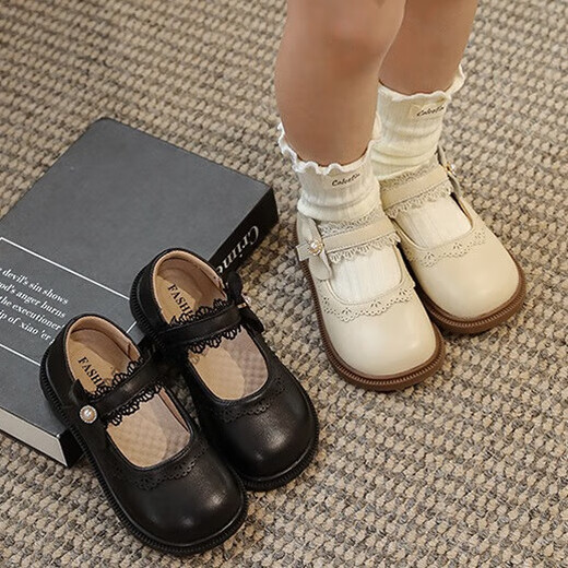 Jin Jin is equal to 0.5 kg Mu girls shoes children princess shoes small leather shoes 2025 spring and autumn new baby girl simple shoes off-white 26 inner length about 16cm