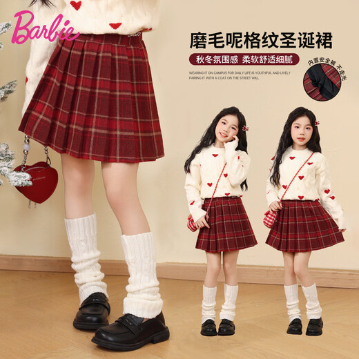 Barbie girls New Year's greetings winter skirt red skirt woolen pleated skirt women's red short skirt autumn and winter style BY023