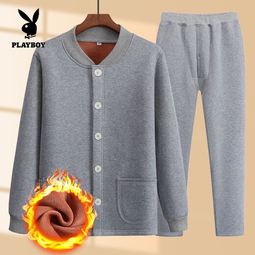 Playboy (PLAYBOY) winter velvet thickened suit for dad in winter, cotton-padded jacket, grandpa's small cotton-padded jacket, old man's baseball collar, official flagship hot-selling thickened - classic black velvet suit S Recommendation 85-115 Jin Jin is equal to 0.5 kg
