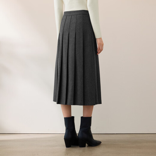 Eveli (eifini) Eveli high-quality wool pleated mid-length skirt, short skirt, slim A-line skirt, women's 2025 autumn new style, floral gray, mid-length, pre-sale XL 125-140Jin Jin is equal to 0.5 kg