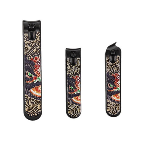 National style lion awakening nail scissors with slanted mouth and flat mouth for home use manicure nail clippers manicure tools lion awakening nail clippers large flat mouth 1 piece black