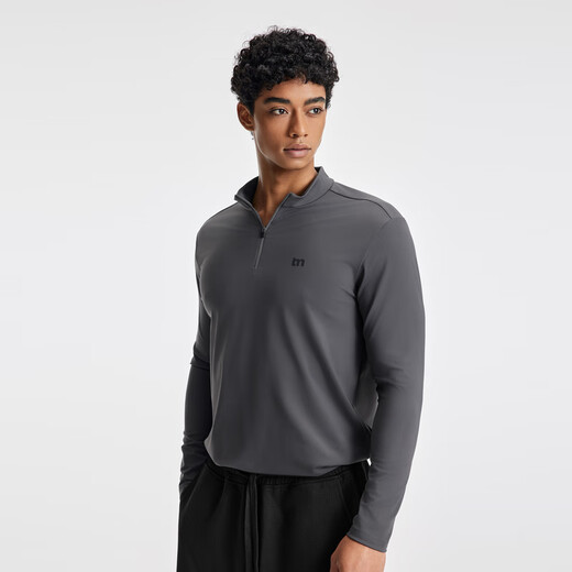BODYDREAM BM half-zip long-sleeved T-shirt men's zero-pressure fitness clothing cycling clothing sports training running clothing gray M 110-130Jin Jin equals 0.5 kg