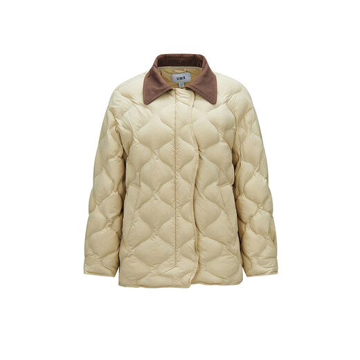 Semir down jacket women's mid-length light texture loose 2025 contrasting color corduroy lapel winter 109725113027