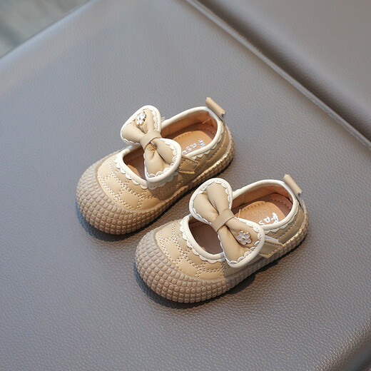 Terranis Yangma recommends spring new baby girl bow princess shoes soft sole infants 0-1-3 years old off-white 17_inner length 12.5cm