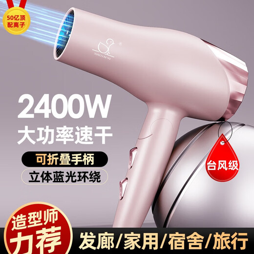 Xiaoya (XIAOYA) 2400W high-power hair salon hair dryer negative ion hair dryer blue light hair care folding hair dryer powerful high-speed large hair dryer King top version glory powder + 2000W + free air nozzle + foldable 4.5 billion blue light ion hair care typhoon-level wind movement