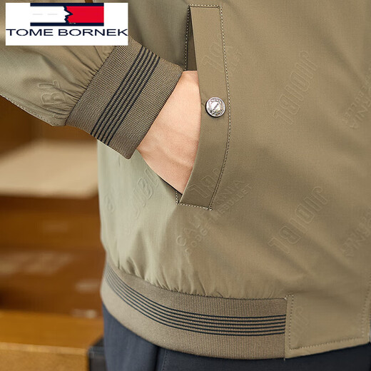 TOME BORNEK2025 New Spring and Autumn Jacket Men's Spring and Autumn Men's Middle-aged Dad Stand-up Collar Jacket Men's Early Autumn Khaki XL
