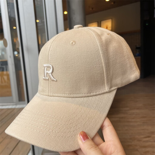 Baseball cap men's high top hard top women's fashion peaked cap letter embroidered sun hat ins simple and versatile to show small face gray _R letter adjustable
