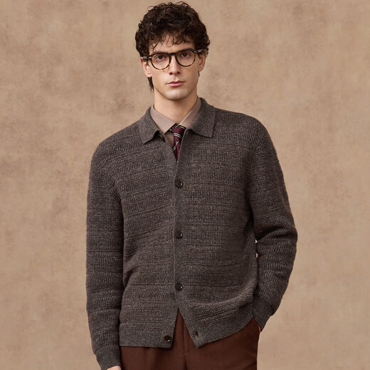 Judger 100% sheep wool men's wool sweater cardigan 2025 autumn and winter new business casual lapel sweater jacket