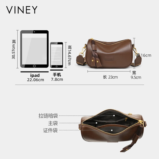 Viney cowhide bag women's bag casual crossbody pillow bag brand shoulder bag birthday gift high-end gift for girlfriend and wife