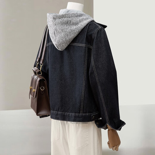 Sibaishe fashionable long-sleeved washed denim jacket for women 2025 autumn new style simple short casual top