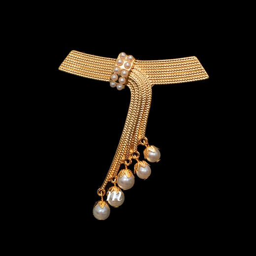 SNQP European and American style matte gold brooch women's retro pearl corsage large brooch matte gold