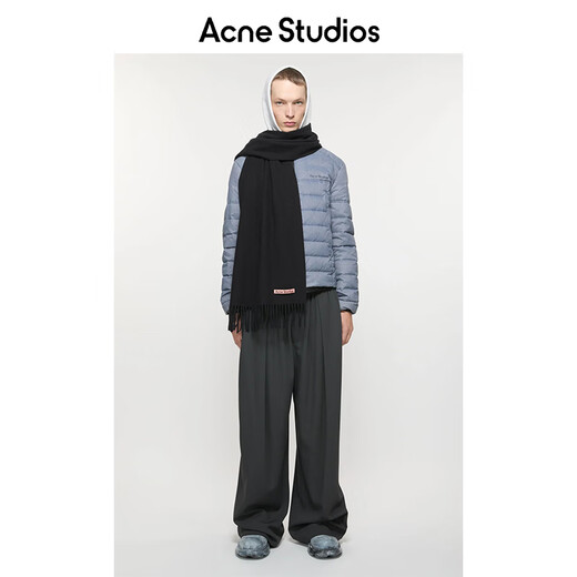Acne Studios gift solid color tassel double-sided wool scarf shawl black