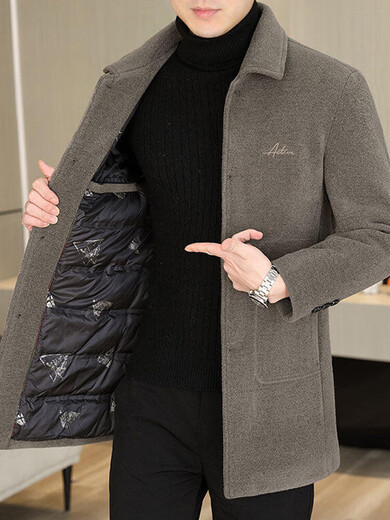 SUSTYLE International Luxury Brand Winter 2026 New Korean Style Slim Light Mature Men's Mid-Length Woolen Gold Mink Coat Khaki L 105-120Jin Jin equals 0.5kg Store Manager Recommendation