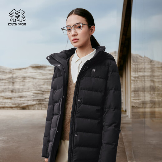 KOLON SPORT Commuting Down Jacket Windproof and Water-Repellent Women's Mid-weight Hooded Waist Goose Down Jacket