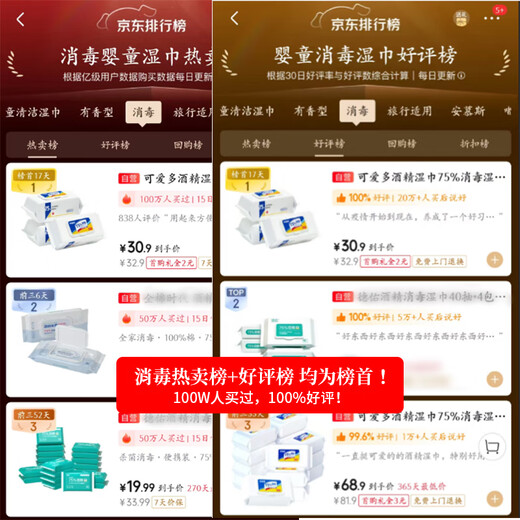 Lovely 75% alcohol wipes, disinfectant wipes, hospital sanitary cleaning and sterilizing wipes, large pack, affordable for home use