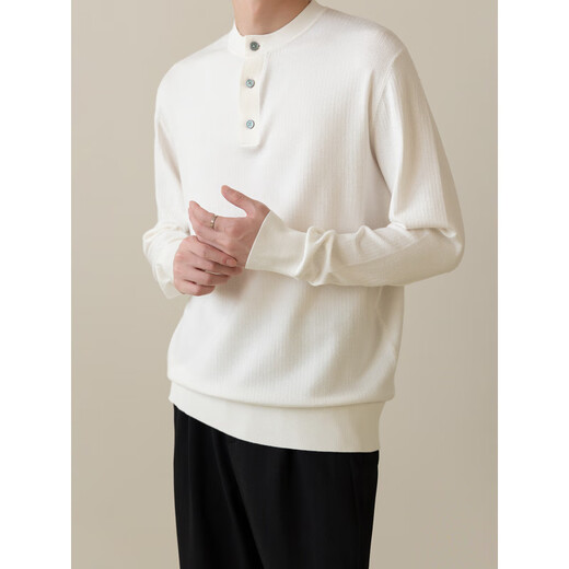 TLXT International first-line brand autumn and winter men's new style 2025 Henry collar simple sweater men's casual commuting sweater half black M