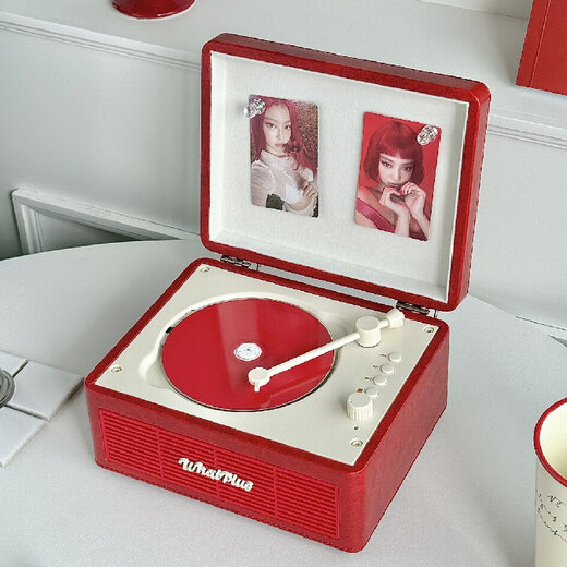 Ask to add WHATPLUSC300cd machine album player Bluetooth speaker all-in-one record player retro gift for girls Huahua Album Flame Red C300 Flame Red 2nd Generation + Genuine CD