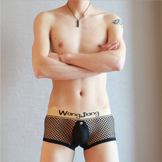 Men's sexy underwear sexy hollow thong transparent see-through JJ passionate flirting adult couple sex products white L