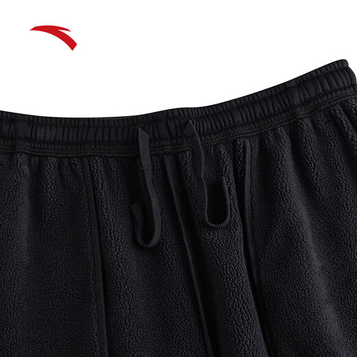 ANTA Men's Pants Sports Pants Men's 2025 Autumn and Winter Loose Straight Sports Knitted Breathable Trousers Casual Running Sweatpants Winter Plush Warmth Recommendation Basic Black-3 3XL (190/92A) Recommended 155-175Jin Jin equals 0.5 kg