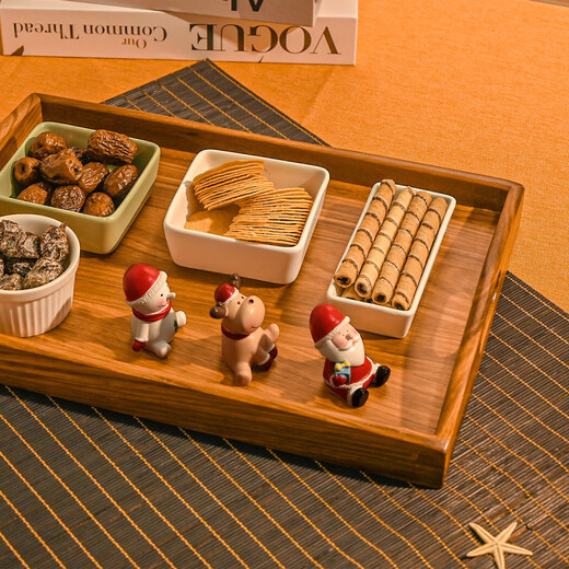 Japanese simple rectangular tea tray small and large wooden earwood tray tea table accessories kungfu tea set tray ebony wood-curved ear tea tray 34.5*24.5cm
