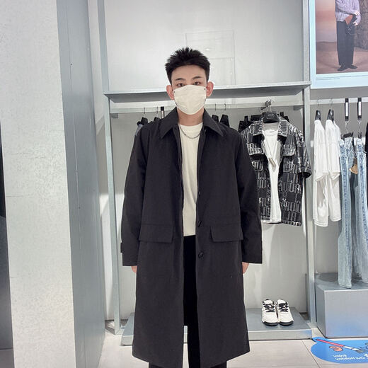 GXG men's black silhouette long windbreaker jacket G25X083006 black M