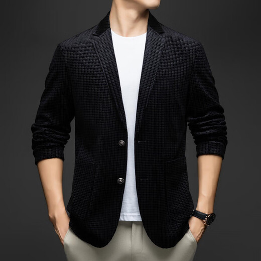 MAGIOPY luxury high-end brand men's waffle corduroy suit men's spring and autumn commuting casual gold velvet suit jacket coffee color 2XL