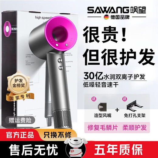 Sawang Germany Hair Dryer Home Silent Negative Ions High Power Non-Hazardous Hair Care Hair Dryer Leafless Hair Dryer Quick-drying Hotel Hair Salon Girlfriend Wife Portable Style Rose Red Single Air Nozzle 3 Billion Negative Ions Chinese Valentine's Day Gift