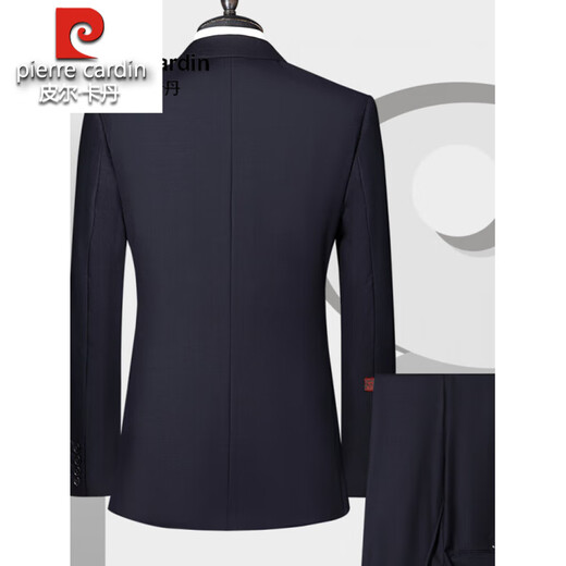 Pierre Cardin French haute couture 100% worsted wool suit suit for men, business formal straight trousers, double slit suit jacket, navy blue M 170