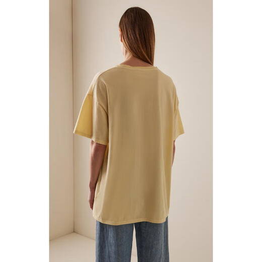 The Row light luxury women's NADINA cotton knitted T-shirt yellow 20 | L