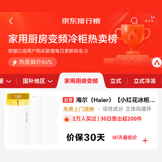 Haier Xiaohonghua Freezer-Blooming Edition 335L air-cooled frost-free small freezer household upright freezer refrigeration freezer small refrigerator BD-335WGHEGDW9 national subsidy