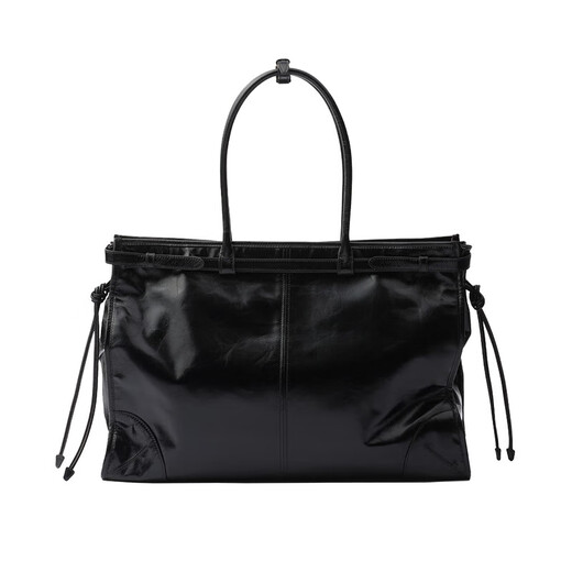 PRADA Women's Black Calfskin Metal Triangle Logo Large Handbag 1BA439_2CYR_F0002_V_OOO 1BA439_2CYR_F0002_V_OOO