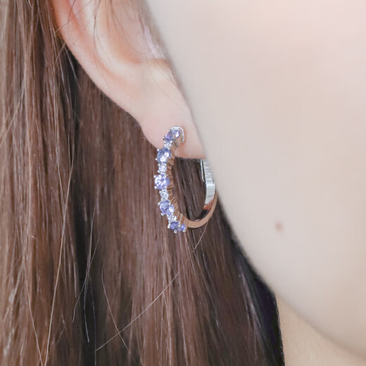 GEM STONE KING 1.82 carat tanzanite earrings for women 925 silver group inlaid with colorful gems full of diamond earrings for women as gifts for girlfriends