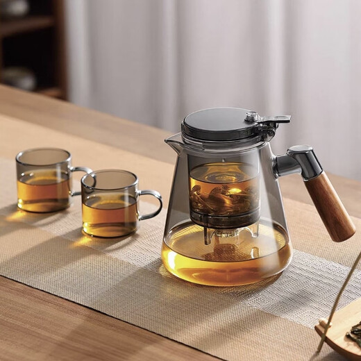 Glass elegant cup teapot tea water separation lazy man artifact new teacup household high-end Kung Fu tea set transparent black elegant pot 800ml