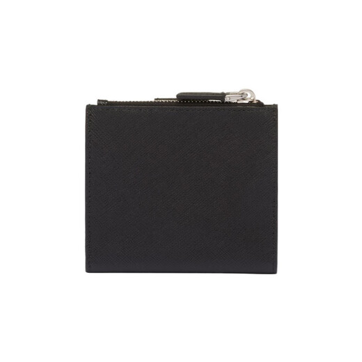 PRADA metal triangle logo calfskin card holder regular men's black gift bag (basic + original handbag)