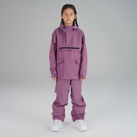 Xueyipai children's ski wear double-board snowboard pants for boys and girls windproof and waterproof mid-to-large roland purple-B one size fits all 110