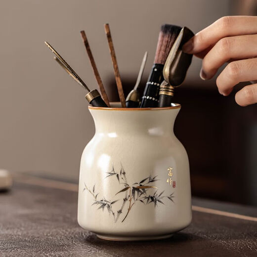 Nitu Ru Kiln Tea Ceremony Six Gentlemen Tea Clips Tea Pens Teaspoon Tea Knife Accessories Tea Supplies Six-piece Set Tools Ru Kiln Fuzhu Six Gentlemen