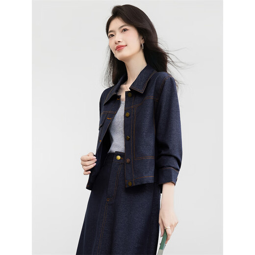 Xinfeiyu Retro Denim Jacket Women's 2025 Autumn New Loose, Slimming, Flesh-covering, Versatile Lapel Short Top