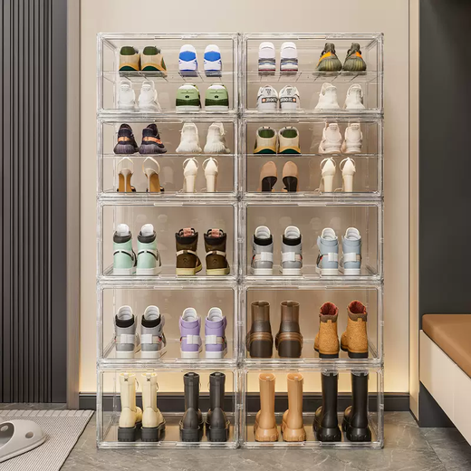 Yusenyi shoe box long boots storage box fully transparent anti-oxidation and dustproof artifact to store Martin boots space-saving shoe cabinet Big Mac horizontal single layer (for short boots) Big Mac horizontal single layer (for short boots)