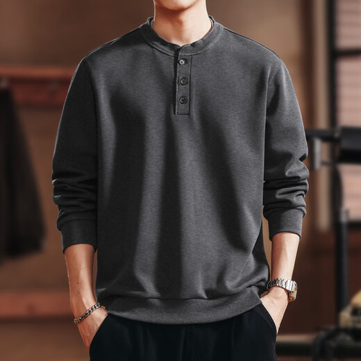 GOLDLION G+ Jinlilai broken code 2026 high-end Japanese retro heavyweight tough guy Henry collar sweatshirt men's loose autumn new style maroon 2XL suitable for 170-190Jin Jin equals 0.5 kg