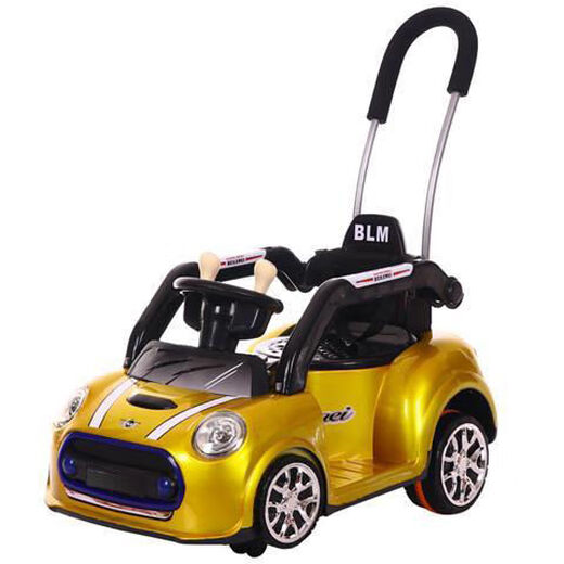 SCHOLASTIC Children's Electric Car Four-Wheel Swing Stroller Push Dual Drive Remote Control Baby Toy Can Sitting Car White Ordinary + 2.4 Remote Control + Push Rod