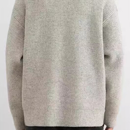 Catman Sweater Men's Autumn and Winter Henley Collar Loose Casual Warm Tops Sweater Light Gray 3XL