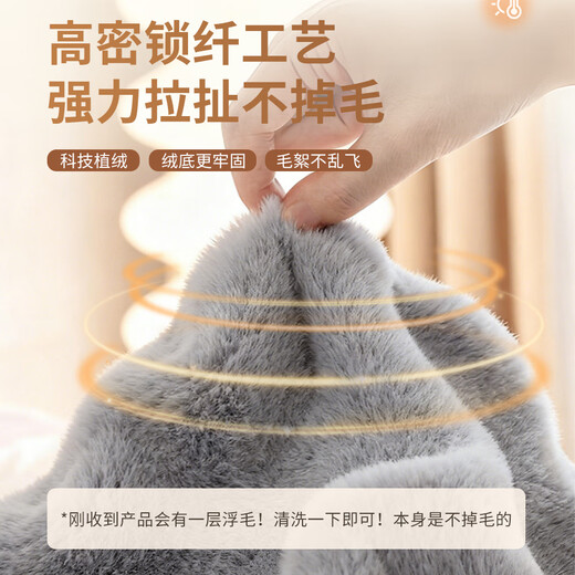 Love Life Rabbit Plush Sofa Cushion Winter Thickened Sofa Seat Cushion Cover Armrest Towel Cover Non-Slip Gray 70*70cm