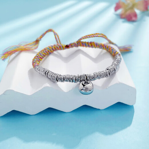 Lao Fengxiang platinum bracelet pt950 small fat lucky coiled rope bracelet birthday gift for girlfriend and wife platinum jewelry platinum about 13.73g