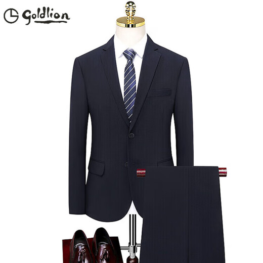 GOLDLION G+ Jinlilai suit men's four seasons new anti-wrinkle slim professional formal suit business dress men's outer black M 170 recommended 125Jin Jin equal to less than 0.5 kg