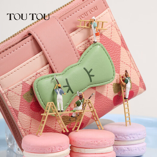 Toutou2025 new women's thin cherry banknote holder ID storage card bag coin purse female bow clutch bag
